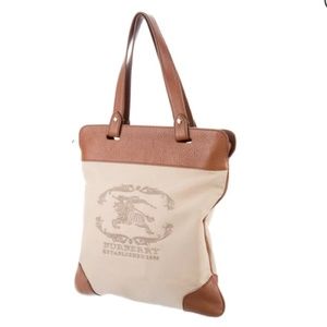 Authentic Burberry canvas & leather tote.